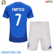 Camisa de time de futebol Itália Davide Frattesi #7 Replicas 1º Equipamento Infantil Europeu 2024 Manga Curta (+ Calças curtas)